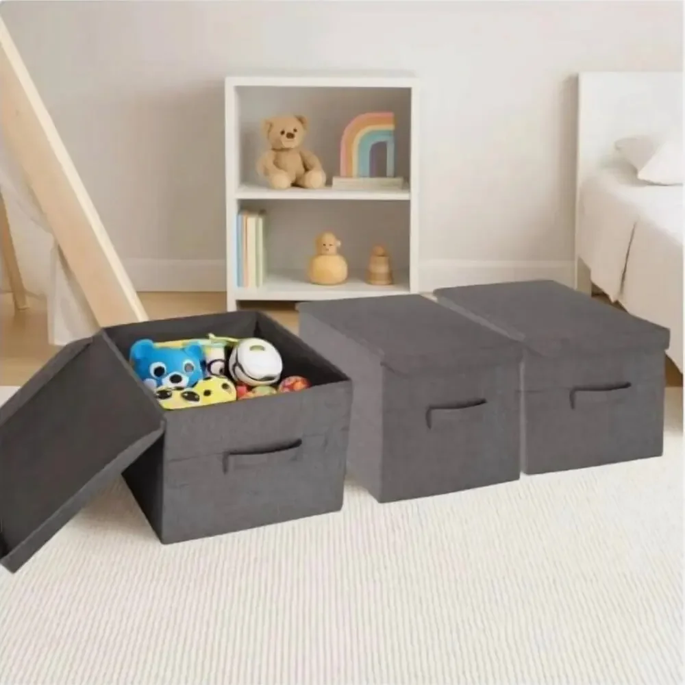 All space Fabric Storage Organizer W/Lids 3pk